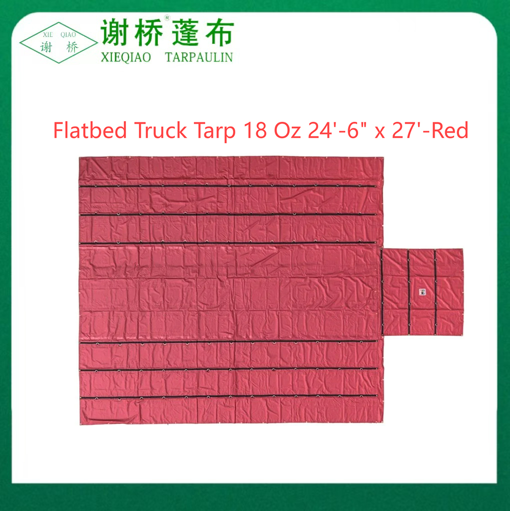 18oz Flated Truck Tarp 24 "-6" "X27" (8 "Drop) -Red